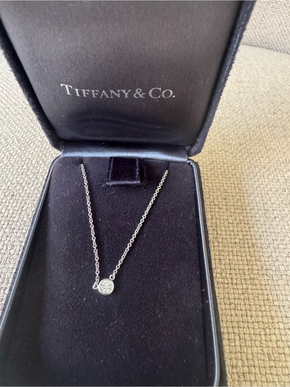 100% Auth Tiffany & Co. Elsa Peretti Diamond By the Yard Platinum necklace